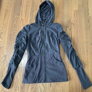 Lululemon Gray ZIP Hoodie and Black Tank with Bra
